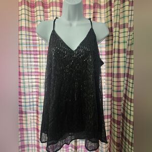 Caramela Black Sequin Racerback Tank Top. Women's Med